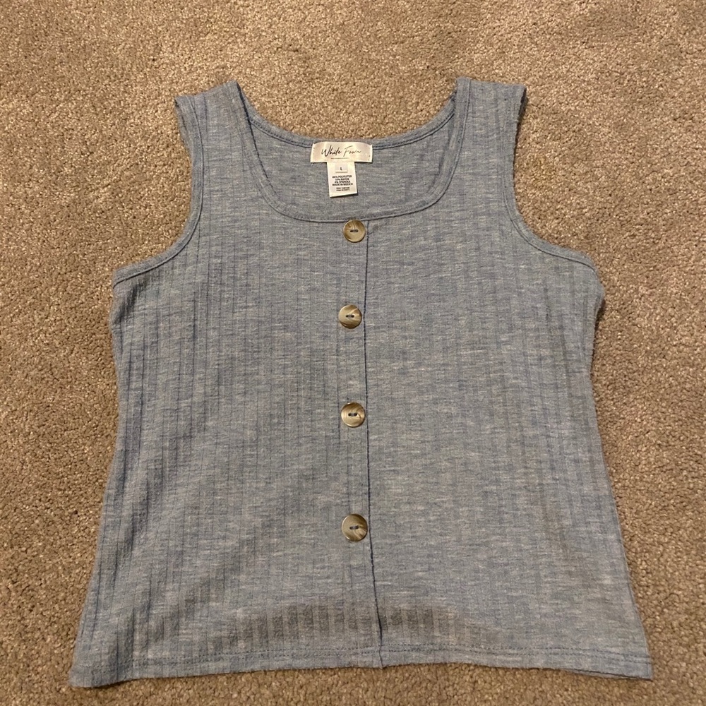 Light blue button up tank top